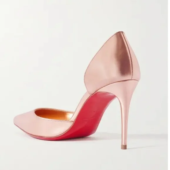 NWT$900 LOUBOUTIN Iriza 85 Leche Silk Satin metallic Leather Heel Pumps Sz 40.5 - Picture 5 of 15